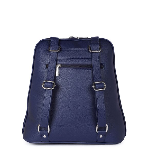 Ladies’ Blue Vegan Leather Backpack – Top Handle Daypack - Picture 9 of 10